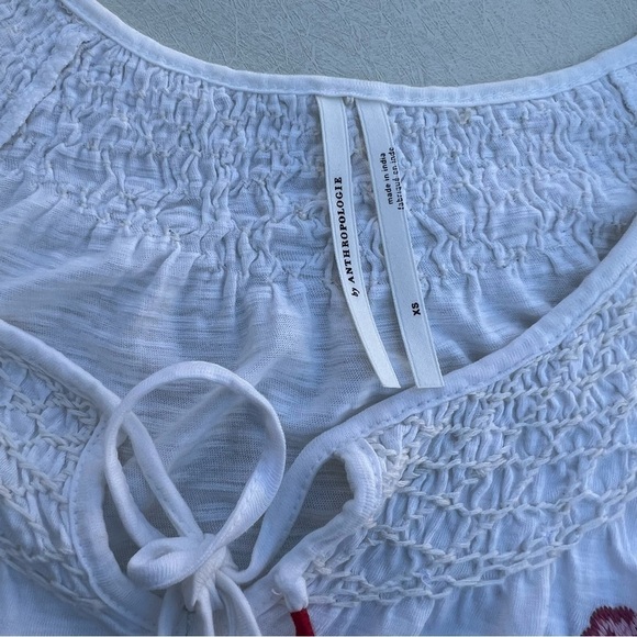Anthropologie Embroidered Floral White Top Women’s Size XS - Picture 7 of 7